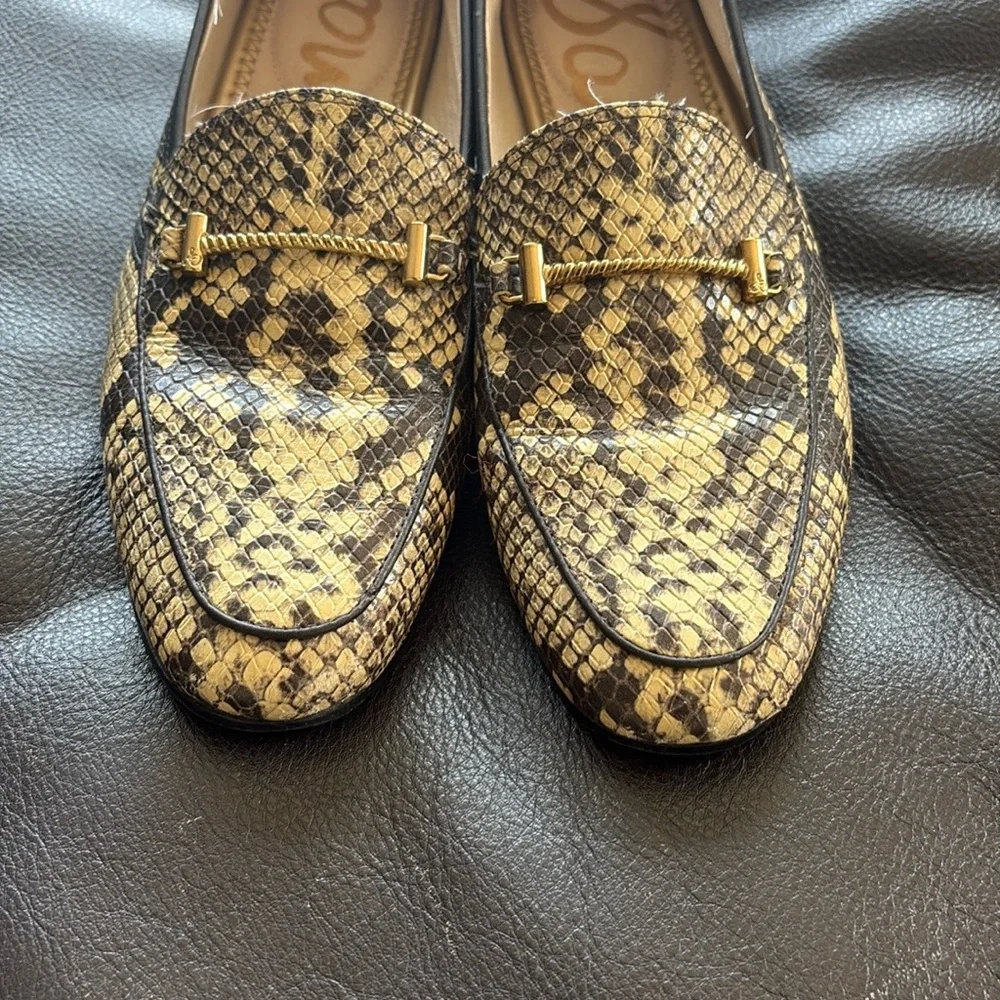Sam Edelman Black and Tan Snake Print Flats - Picture 1 of 5